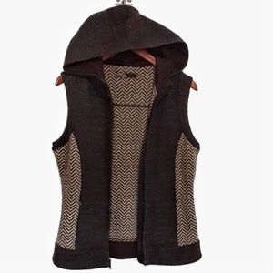 Prana Wool Hooded Chevron Knit Vest L